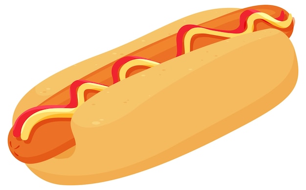 Vector hotdog in cartoon style isolated