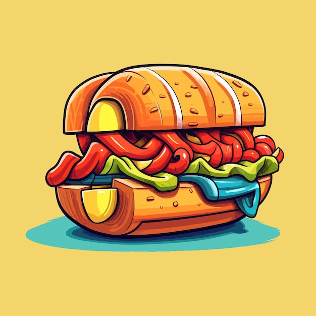 hotdog cartoon style vector