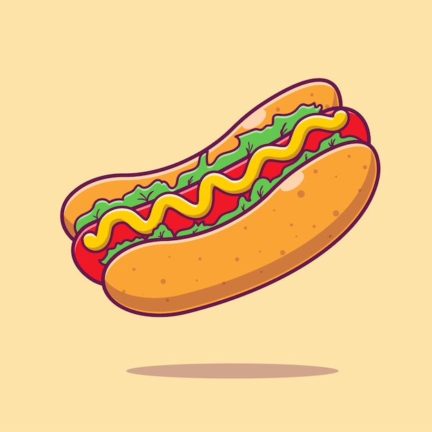 Hotdog cartoon vector icon illustration
