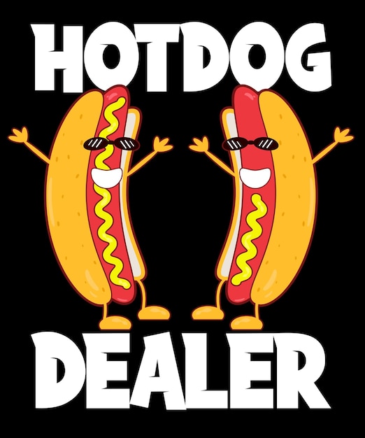 Vettore disegno della maglietta del venditore di hotdog