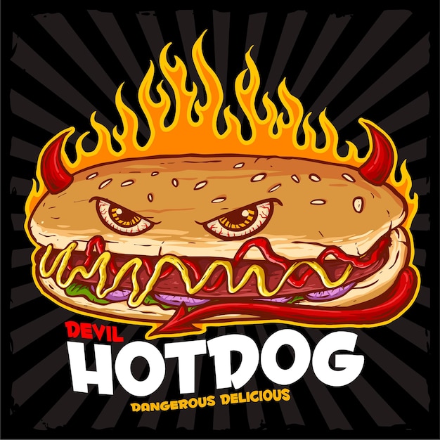 hotdog devil logo street food logo