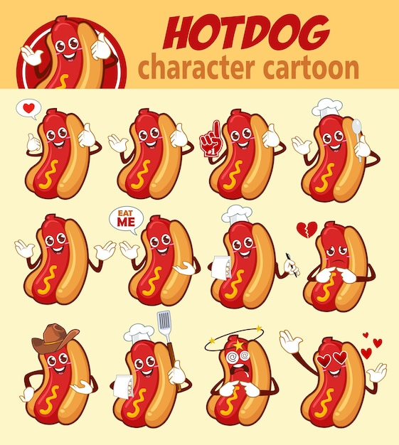 Hotdog eten mascotte cartoon