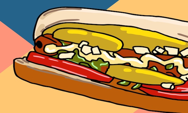 Vector hotdog fast food brochure background design