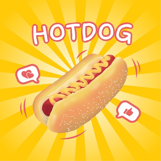 Pacchetto di adesivi con illustrazioni disegnate a mano per hotdog fast food