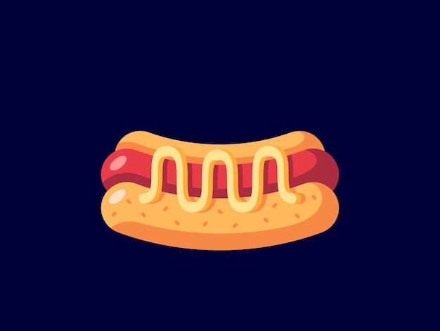 Illustrazione piana dell'icona di vettore degli alimenti a rapida preparazione dell'hotdog