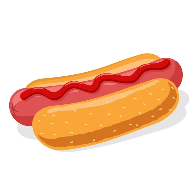 Vettore hot dog. fast food su bianco