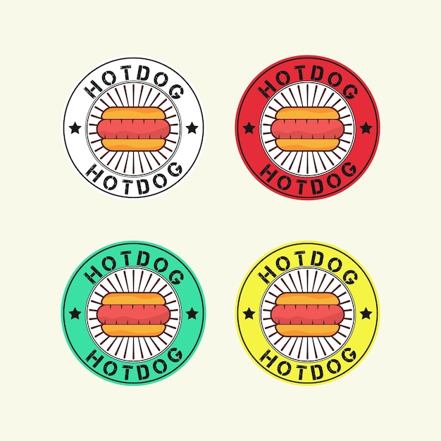 hotdog fastfood logo label ronde vorm