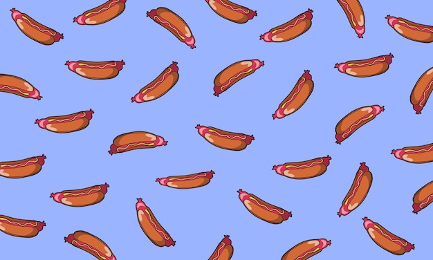 Hotdog Fastfood Patroon Vector Achtergrond