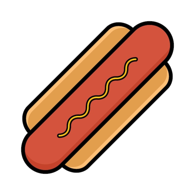 Hotdog Fastfood vlakke afbeelding vector voor posters menu's brochures web en fastfood pictogrammen