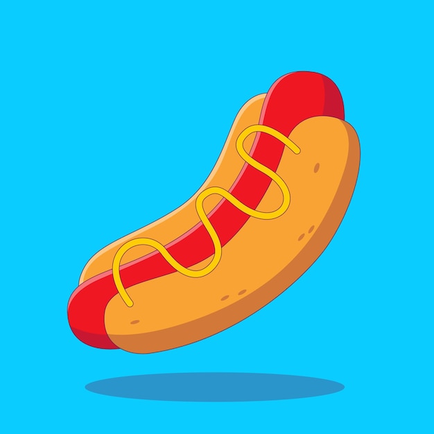 Illustrazione dell'icona del fumetto dell'alimento del hot dog