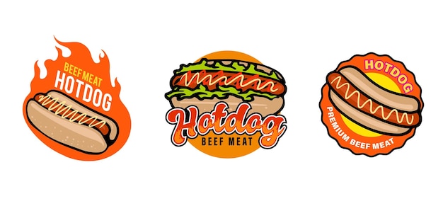 Vettore modello di logo di cibo hot dog