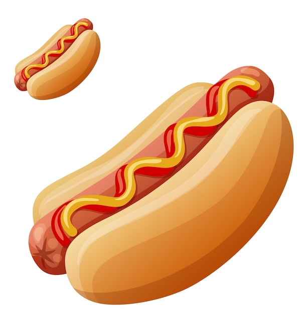 Hotdog gedetailleerde vector pictogram geïsoleerd op een witte achtergrond