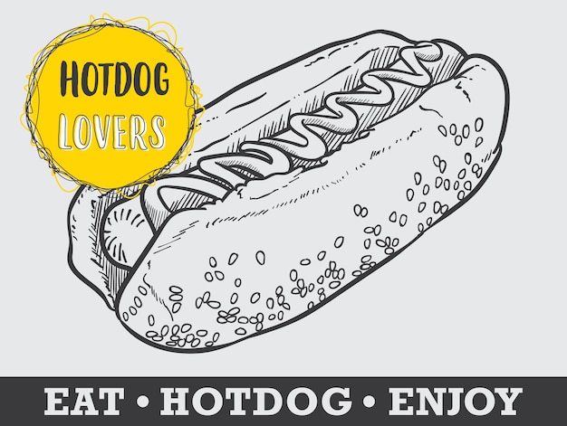 Hotdog hand drawn