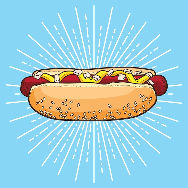 Disegnato a mano di hot dog