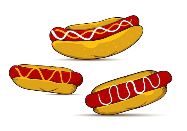 Hotdog hotdog worst fastfood design elementen vector