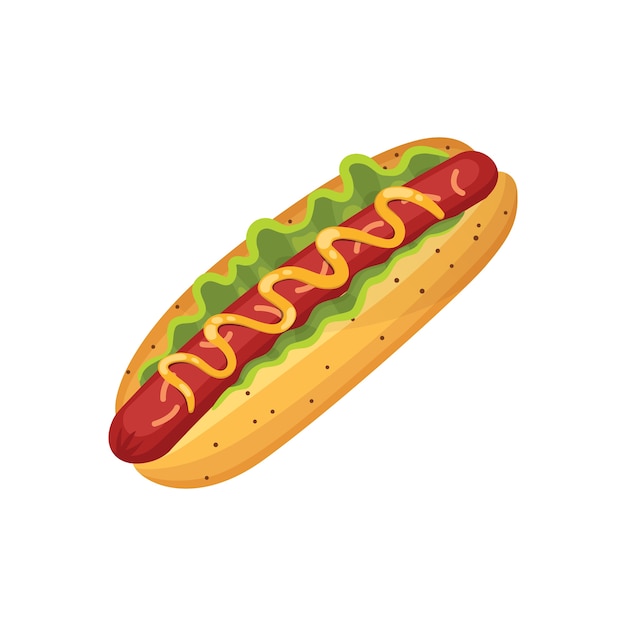 Hotdog illustratie geïsoleerd fastfood pictogram