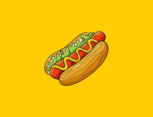 Hotdog ilustration with vintage style