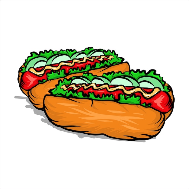 Vector hotdog kleurrijke schets vector illustratie