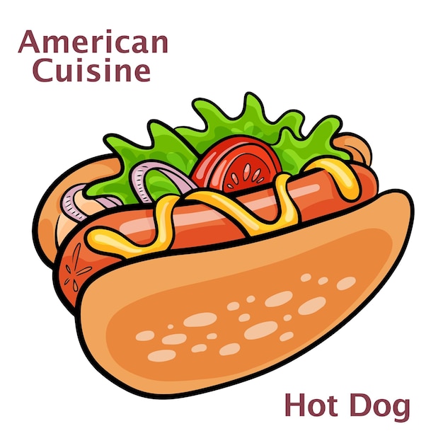 Hotdog met ketchup en mosterd vectorillustratie
