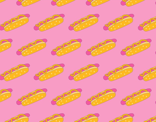 Hotdog naadloos patroon op roze background