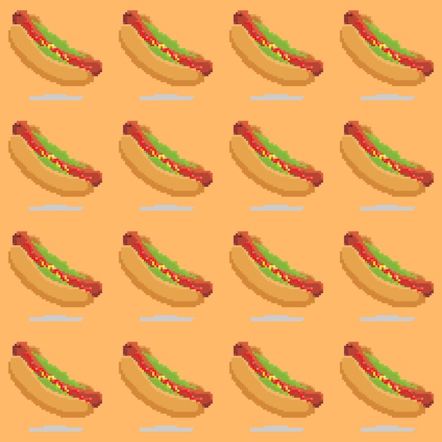 Vector hotdog pixel patroon 3