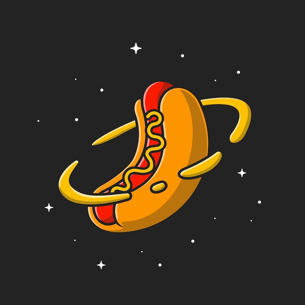 Hotdog-planeet. Flat Cartoon stijl