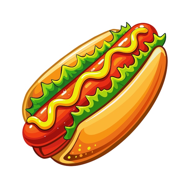 Hotdog plat illustratie fastfood voor poster menu's brochure web en icoon fastfood