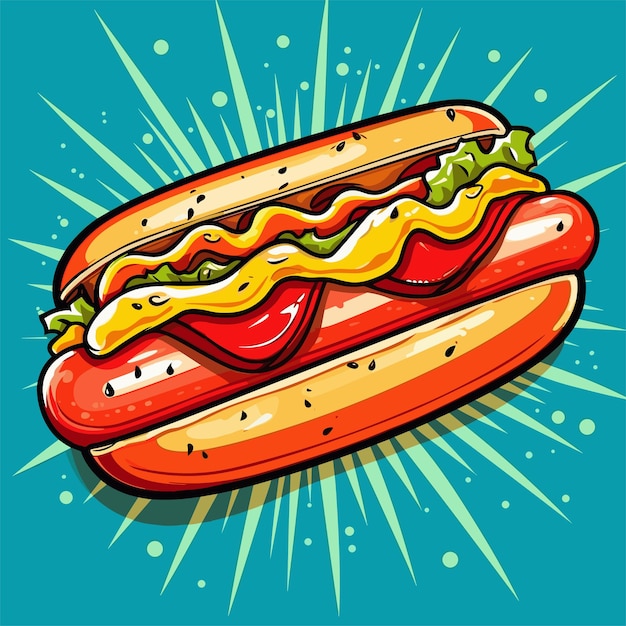 Hotdog sandwich hot dog in cartoon style flat on an isolated background