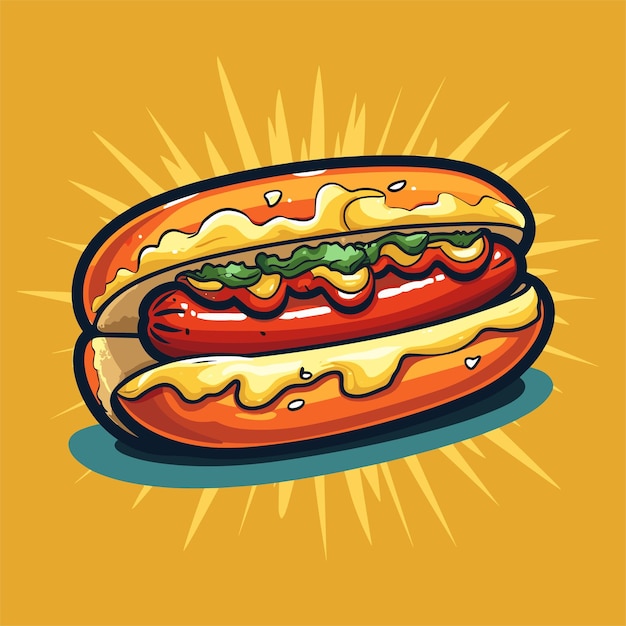 Hotdog sandwich hot dog in cartoon style flat on an isolated background