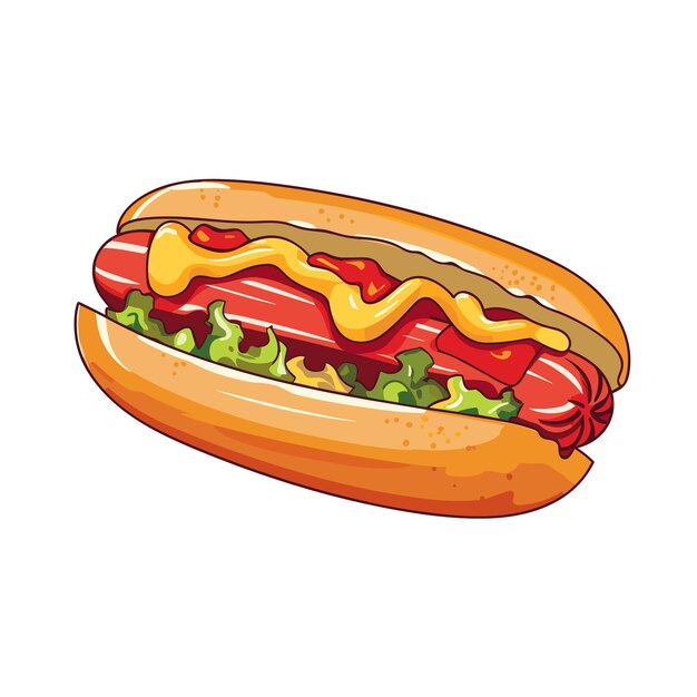 Vettore hotdog sandwich hot dog in stile cartone animato piatto su uno sfondo isolato