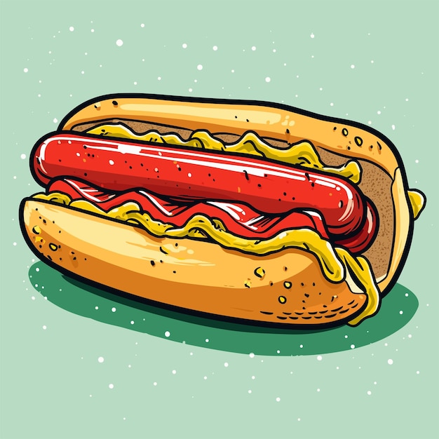 Vector hotdog sandwich hot dog in cartoon stijl plat op een geïsoleerde achtergrond