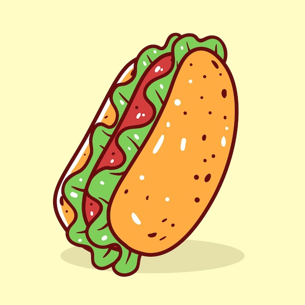 Hotdog sausage with vegetable vector element illustration