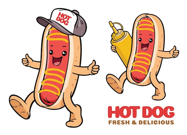 Hotdog schattig stripfiguur