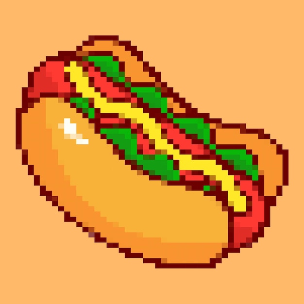 Vector hotdog van de pixel
