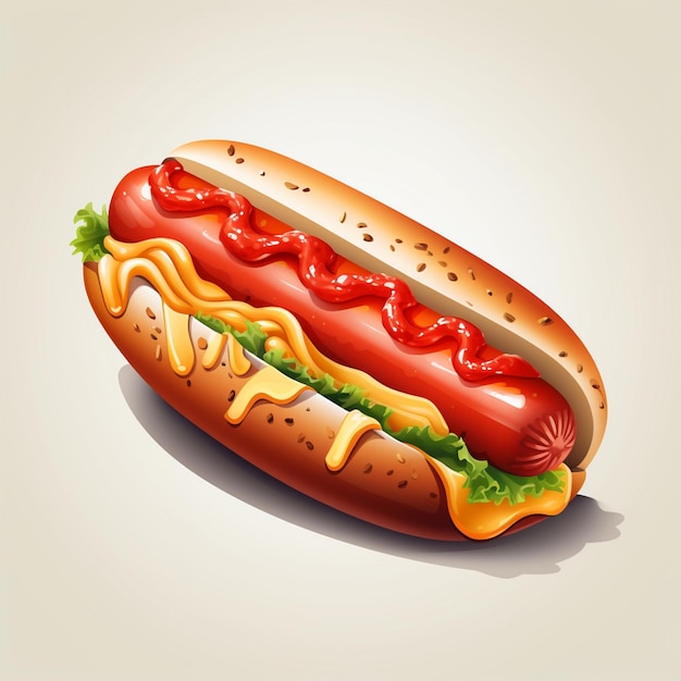 Hotdog vector food sausage bread illustration sandwich design meat fast hot american mea