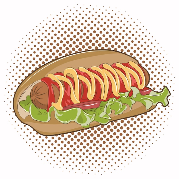 Hotdog Vector illustratie fastfood voor poster