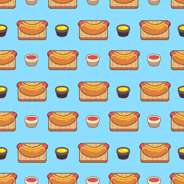 Vector hotdog vector illustration hotdog seamless pattern