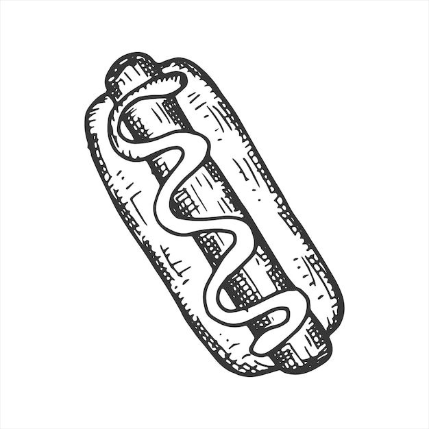 Hotdog vector pictogram schets geïsoleerd op een witte background