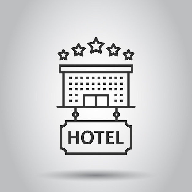 Hotel 5 stars sign icon in flat style Inn building vector illustration on white isolated background Hostel room business concept