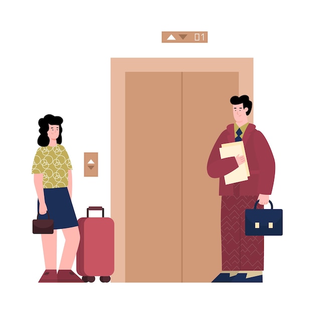 hotel administrator accompanies the guest to room illustration