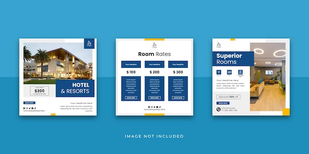 ホテルとリゾートのソーシャルメディア投稿テンプレート