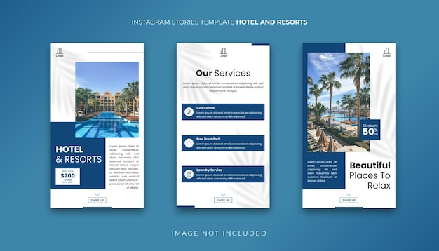 ベクトル ホテルとリゾートのinstagramストーリーテンプレート