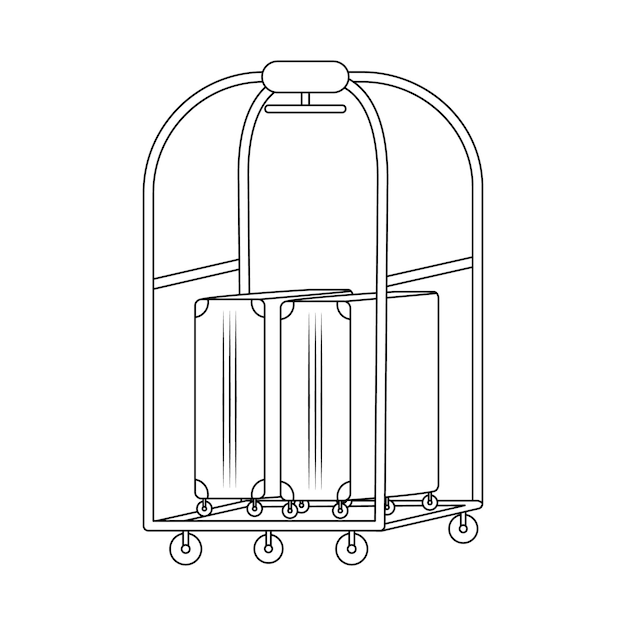 Hotel bagage kar semi egale kleur vector-object