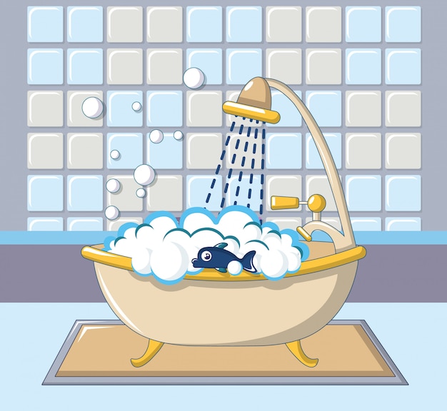 Vector hotel bathroom icon, cartoon style