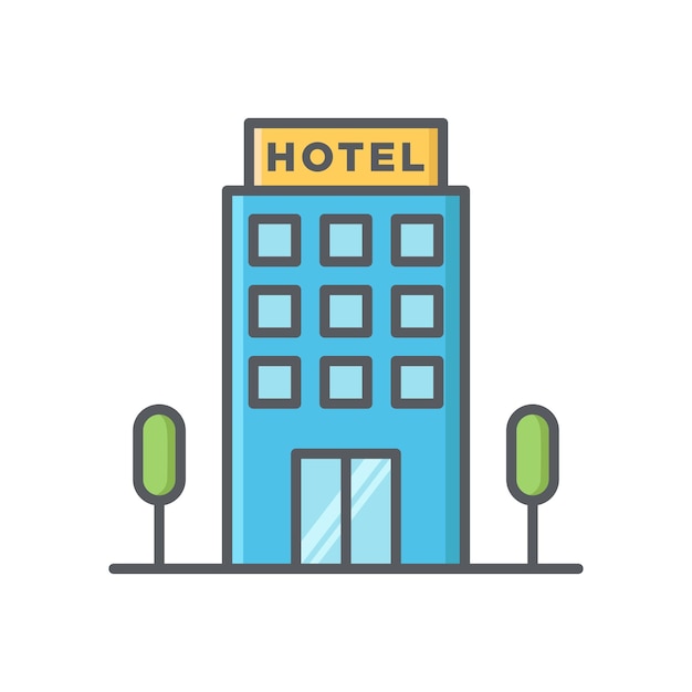 Вектор Шаблон векторного дизайна иконки здания отеля на белом фоне