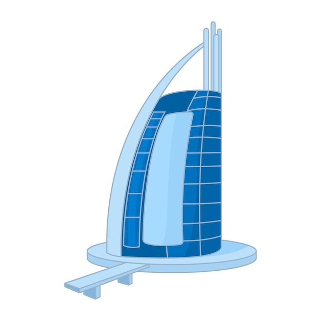 Vector hotel burj al arab in united arab emirates icon in cartoon style on a white background