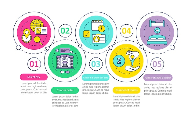 Hotel che sceglie il modello di infografica vettoriale