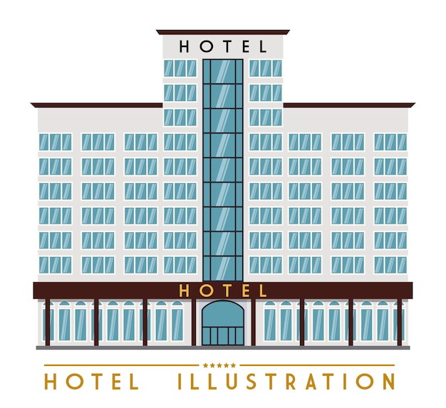 Vettore progettazione dell'hotel sopra l'illustrazione bianca di vettore del fondo