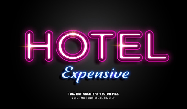 HOTEL duur teksteffect en bewerkbaar lettertype