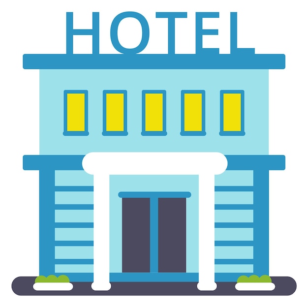 Hotel facade color icon City building front